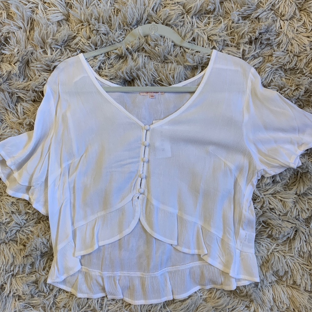 Pacsun White Cropped Blouse